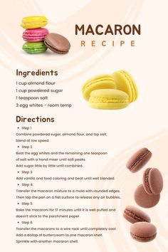 macaron recipe with instructions on how to make macaroni and cheese