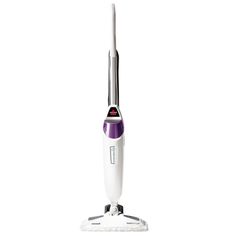 a white and purple steam mop on a white background