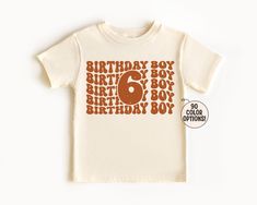 6th Birthday Boy Shirt ------DETAILS------ Printed with high quality inks that are  eco-friendly and Oeko-Tex certified Can be machine washed and dried For longer durability, turn inside out, wash cold and lay out to dry ------GARMENT OPTIONS------ --Bella + Canvas-- Super Soft! 100 % combed and ring spun cotton Grey 90% combed and ring spun cotton and 10% polyester 100% No Sweatshops & Eco-Friendly ----- PROCESSING TIME ---- Need it sooner? Please purchase our rush my order add on. https://www. 6th Birthday Boy Shirt, 6th Birthday Shirt Boy, Boy 6th Birthday Party Themes, Sixth Birthday Theme Boy, 6th Birthday Theme Boy, Boys 6th Birthday Party Ideas, 6th Birthday Boy Theme, 6th Birthday Boy, 6th Birthday Shirt