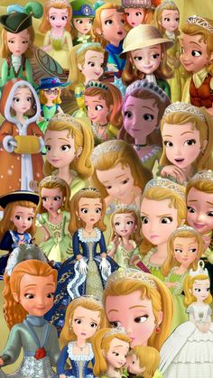 an image of many different princesses and their families