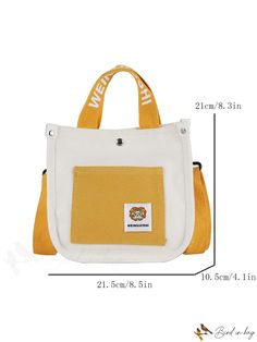 BirdinBag - Chic Womens Diagonal Shoulder Bag - Sleek and Fashionable Trendy White Canvas Bag, Trendy Tote Box Bag For School, Casual White Crossbody Box Bag, Trendy Square Canvas Satchel, Trendy Bucket Bag With Pockets For School, Trendy School Bucket Bag With Pockets, White Casual Box Bag With Adjustable Strap, White Casual Satchel Box Bag, Trendy Canvas Satchel For Daily Use