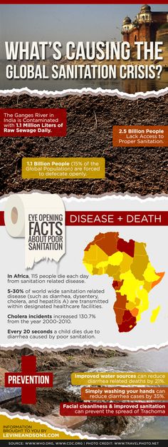 An informative infographic shedding light on the facts, causes and potential methods of prevention regarding the global sanitation crisis.  This is an Sanitation Poster, Nonprofit Marketing, Global Awareness, Water And Sanitation, Kids Around The World, Backyard Sheds, Building A Shed, Poster Ideas, Activity Days