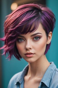 Low-Maintenance Short Hairstyles for Busy Women - Effortless Beauty 6 Low-Maintenance Short Hairstyles for Busy Women - Effortless Beauty Lavender Hair Ideas, Plum Hair Dye, Lavender Hair Color Ideas, Hairstyle 2022, Goddess Braid Styles, Short Punk Hair, Lavender Hair Colors, Plum Hair, Asian Short Hair