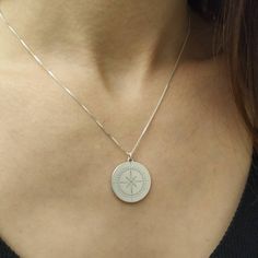 Silver Compass Necklace, Compass Pendant Necklace, Compass Necklace Silver, North Star Necklace, Starburst Necklace, Star Necklace Silver, Compass Pendant