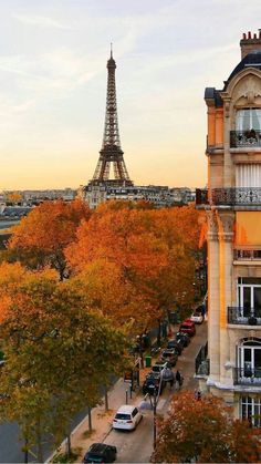 the eiffel tower towering over the city of paris, france in autumn time