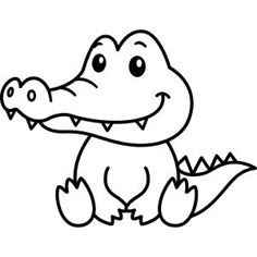 a cartoon alligator sitting on the ground