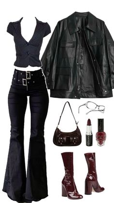 #style #look #pinterest #y2k #moda Rockstar's Girlfriend Outfits, Evening In Paris Outfit, Gothic Autumn Outfit, Feminine Punk Outfits, Rockstar Girlfriend Outfit Ideas, Rockstar Girlfriend Outfits Aesthetic, Rock Gf Outfit, Dress And Leather Jacket Outfit, Rockstars Girlfriend Outfits