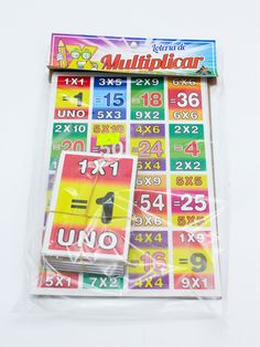 multicolored numbers and times stickers in plastic bag