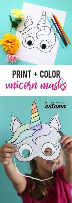 Unicorn Birthday party free printables! #unicorn #unicornparty #freeunicornprintables #unicornpartydecor #unicornbirthday #unicornbirthdaypartyideas Unicorn Mask, Unicorn Printables, Unicorn Crafts, Unicorn Coloring Pages, Birthday Games, Ideas Birthday, Crafts For Girls