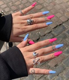 Nails And Rings, Nail Acrylic, Edgy Nails, Grunge Nails