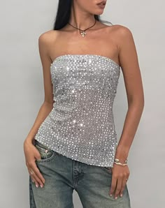 Silver Sequin Top, Sequin Knit, Fest Outfits, New Years Outfit, Disco Party, Going Out Outfits, Inspiration Mode