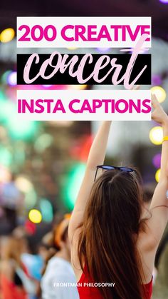 a woman holding up a sign that says, 200 creative cover insta captions