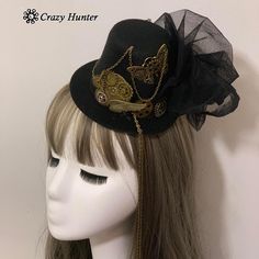 Hat Color: black size: adjustable inside style: Steampunk Goth Top Hat, Steampunk Witch Hat, Top Hat Aesthetic, Alice Hat, Steampunk Hats Women, Magician Hat, Steampunk Witch, Top Hat Costume, Hatter Costume