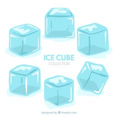 ice cubes are arranged in the shape of four different shapes and sizes, including one with