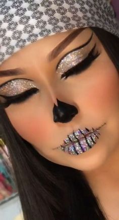 Glitter Halloween Makeup, Catrina Makeup, Glitter Bar