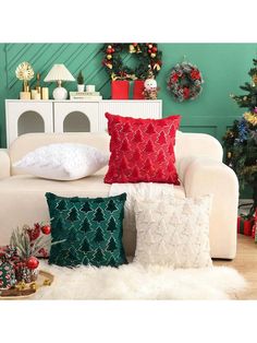 1PC Christmas Decorations Christmas Tree Throw Pillow Covers Winter Fluffy Sequin Xmas Decorative Pillowcase For Couch Sofa Holiday Festivals Winter Home Decor Multicolor    Polyester Christmas   Winter Decorative Pillows, Inserts, & Covers, size features are:Bust: ,Length: ,Sleeve Length: Contemporary Christmas Trees, Sequin Throw Pillows, Christmas Tree Pillow, Christmas Living Rooms, Winter Home, Sofa Throw Pillows, Throw Pillows Christmas, Couch Throw Pillows, Winter Home Decor