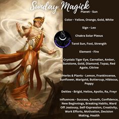 Sunday Magick Sunday Magick, Witches Facts, Witchy Notes, Aura Reading