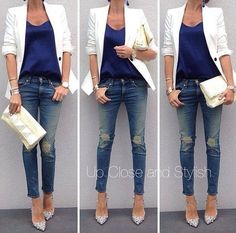 Love, love. . .love Top Jeans, Outfit Chic, Shirt Tucked In, Blue Jean, Street Styles, Jean Outfits