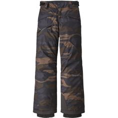 a child's snowboard pants with camouflage print