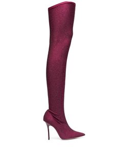 bordeaux red calf leather satin weave rhinestone embellishment pointed toe high stiletto heel thigh-high pull-on style Crossbody Tote Bag, Moon Boots, Boot Brands, Crossbody Tote, Crystal Embellishment, Heel Boots, Stiletto Heel, Thigh Highs, Calf Leather