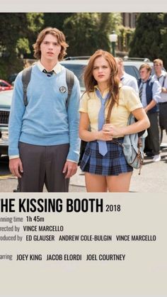 the kissing booth movie poster with two people standing next to each other