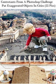 a young boy is doing tricks on top of a building