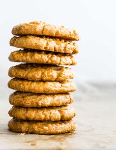 a stack of oatmeal cookies sitting on top of each other