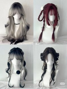 D：26530855081 Fancy Pigtails Hairstyles, Cute Douyin Hairstyles, Hair Ideas Curly Hairstyles, Bird Hairstyles, Oc Hairstyles, Oreo Hair, Korean Hair Color, Hair Sketch, Cosplay Hair