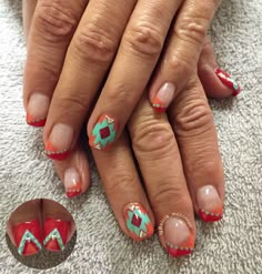 Western Toenail Designs, Southwest Nail Art, Aztec Print Nails, Aztec Nails Design, Boho Western Nails Simple, Navajo Nails, Southwest Nail Designs, Spring Western Nails, Serape Nails