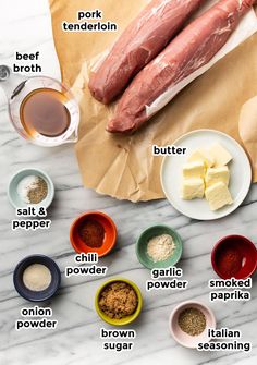 ingredients to make an italian meat recipe laid out on a table