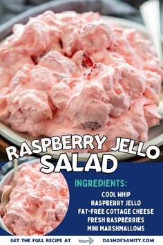 raspberry jello salad recipe with ingredient list Raspberry Vanilla Jello Salad, Raspberry Cottage Cheese Jello Salad, Raspberry Jello Recipes, Fluff Deserts, Jello Cottage Cheese Salad, Sweet Sides, Fruity Salads, Raspberry Jello Salad, Jello Salad Recipes