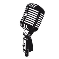 a black and white silhouette of an old fashioned microphone