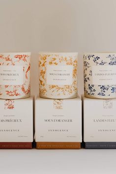 Bougie Innocence Sous l'oranger Candles Packaging Design, Modern Candle Packaging, Packaging Design Inspiration Candles, Desighner Candles, Packaging Scented Candle, Candle Packing, Elegant Candle Packaging, Elegant Packaging, Elegant Packaging Design