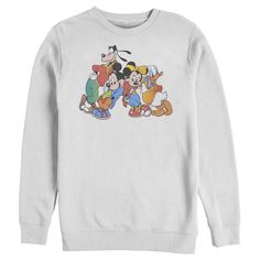 Who knew that dressing "mousey" could be so cute!? Celebrate Walt Disney's most iconic character with fun new officially licensed Mickey and Friends apparel for the whole family! This Men's Mickey and Friends Colorful Group Shot Distressed Graphic Crewneck Sweatshirt features Mickey, Minnie, Goofy, and Donald Duck looking cool in colorful retro outfits across the front. Whether you're a super fan, or just looking for a unique 'fit for a trip to the Disney parks, these all-new styles are exactly Pacsun Mens, Friends Sweatshirt, Mens Crewneck Sweatshirt, Distressed Sweatshirt, Mickey Mouse Sweatshirt, Unique Fits, Disney Men, Disney Sweatshirts, Mickey Mouse And Friends