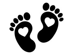 two footprints with hearts on them