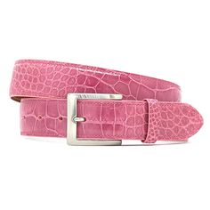 Pink Alligator Golf Belt Yellow Lizard, Pink Alligator, Tom Taylor, Custom Leather Belts, American Alligator, Golf Belt, Golf Collection, Statement Belt, Dream Fashion