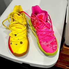 Worn For Indoor Volleyball Tournament (3 Games) Kyrie 5 Spongebob, Pink Basketball Shoes, Volleyball Tournament, Indoor Volleyball, Spongebob And Patrick, Pink Basketball, Volleyball Tournaments, Kyrie 5, Basketball Shoes