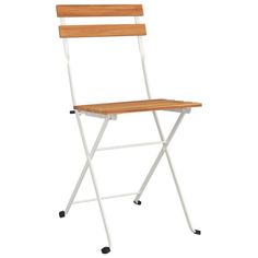 a wooden and white folding chair