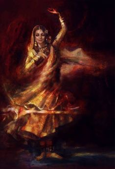 an artistic painting of a woman dancing