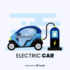 an electric car is plugged into a charger with the words electric car below it