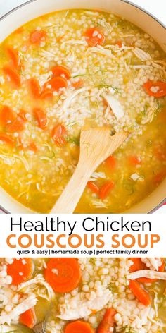 healthy chicken couscous soup is perfect for a sick day and it's ready to be eaten