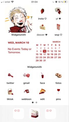 an iphone screen showing the date and time for food items to be eaten on march 10