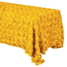 a yellow table cloth on a white background