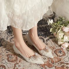 LBSFY - Size 34-43 Low Heel Pointed Wedding Shoes Bride 2024 New 3cm Ladies Flats Shoes Elegant Low Heel Wedding Flats, Elegant Low Heel Wedding Shoes For Bride, Elegant Flat Heel Wedding Shoes For Bride, Flat Heel Wedding Shoes, Elegant Flat Heel Wedding Shoes For Bridal Shower, Elegant Cream Pointed Toe Flats With Low Heel, Elegant Pointed Toe Flats For Wedding, Cream Pointed Toe Wedding Shoes With Removable Insole, Elegant Almond Toe Wedding Flats