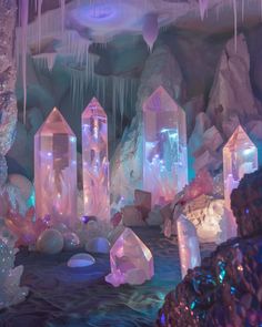 an ice cave filled with lots of crystals