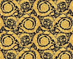 Floral Swirl Textured Wallpaper in Black/Gold from the Versace IV Collection Versace Pattern, Versace Wallpaper, Gold Metallic Wallpaper, Feature Wallpaper, Jojo Designs, Versace Home, Metallic Wallpaper, Floral Garland, Wallpaper Online