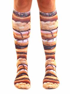 Too real… too cool! Put some style in your step with these eye-catching socks from Living Royal! Made of comfortable 100% Polyester, these socks feature a vibrant and photo realistic print pattern. Donut Socks, Donut Photos, Brown Boots Outfit, Sock Lovers, Stylish Socks, Inked Shop, Funny Socks, High Knees, Novelty Socks