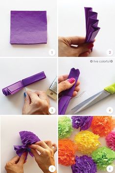 how to make tissue paper flowers with crepe paper - step by step instructions