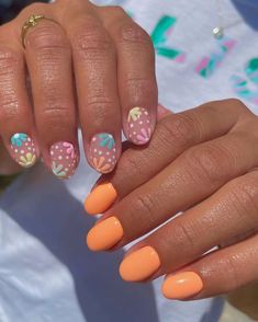 Summer nails, summer nails 2023, summer nail trends, colorful nails, summer nail ideas, trendy summer nails, bright summer nails, nail designs, gel nails, acrylic nails, summer nail ideas 2023, summer nails trendy, summer trends, bright nail designs, floral nails, summer flower nails Connected To Nature, Simple Spring Nails, Summer Gel Nails, Vibrant Nails, Round Nails, Acrylic Nails Coffin Short