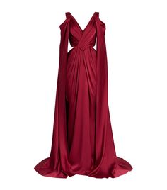 Dragons Clothes, Simple Pakistani Dresses, Red Gowns, Cape Sleeves, Zuhair Murad, Unique Features, Red Satin, Beautiful Gowns